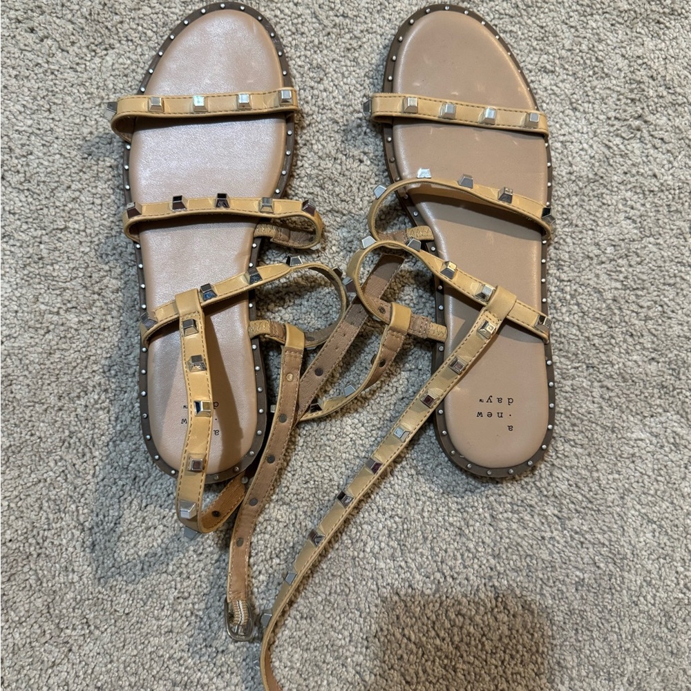 a new day Tan Studded Strap Sandals